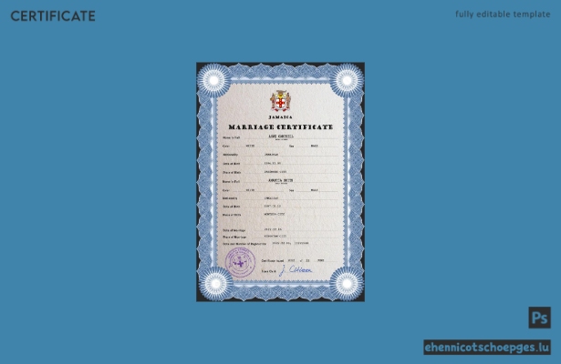 Jamaikanische Heiratsurkunde (PSD-Beispielvorschau)